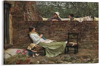 John William Waterhouse Canvas Wall Art - Gossip Canvas Art Print Poster by John William Waterhouse-Famous Oil Painting -Romanticism Poster Artworks Picture Print Poster Wall Art Painting Canvas Gift