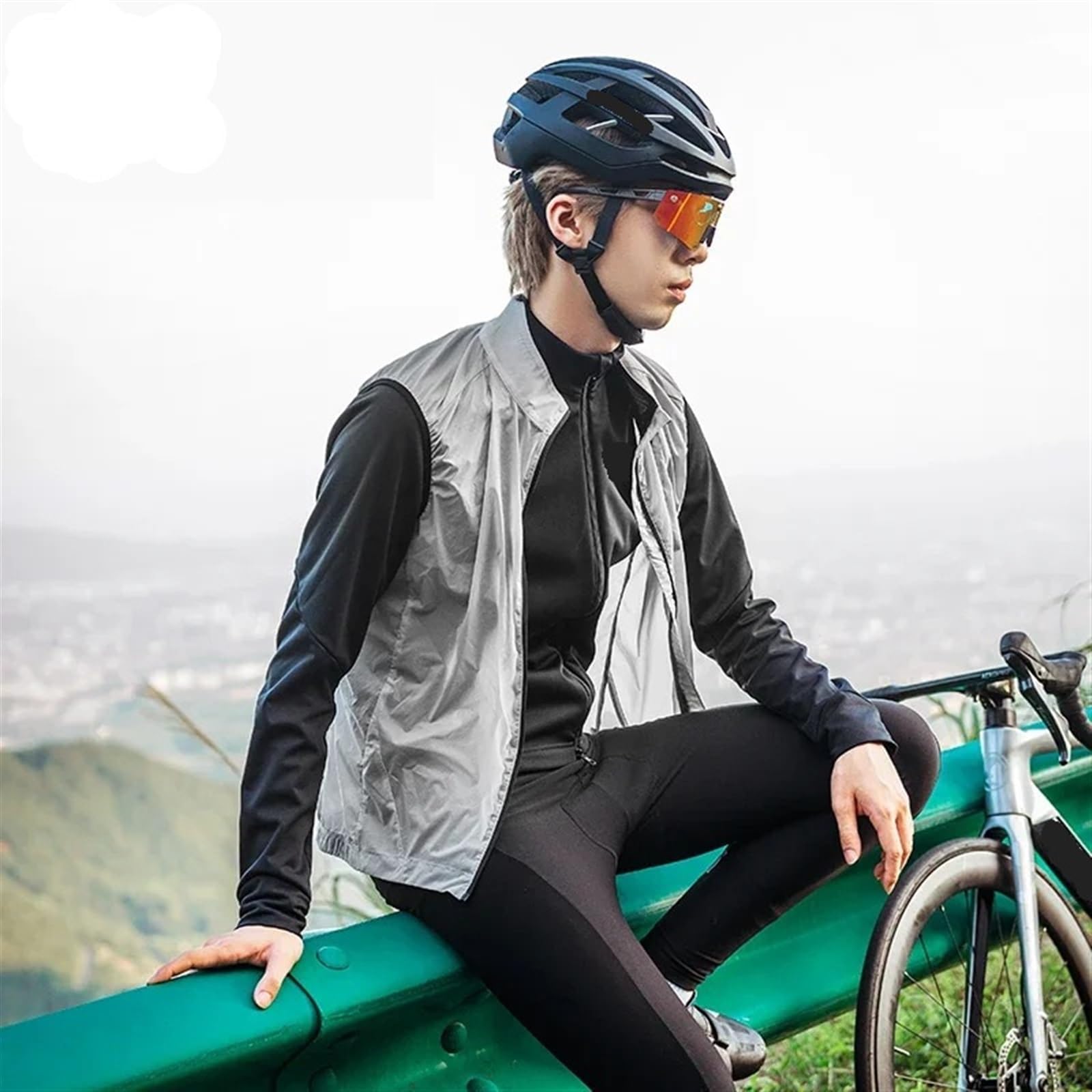 Chaleco Ciclismo Chaleco de ciclismo Chaqueta bicicleta impermeable y transpirable seguridad reflectante deportivo ligero for correr al aire libre a prueba viento
