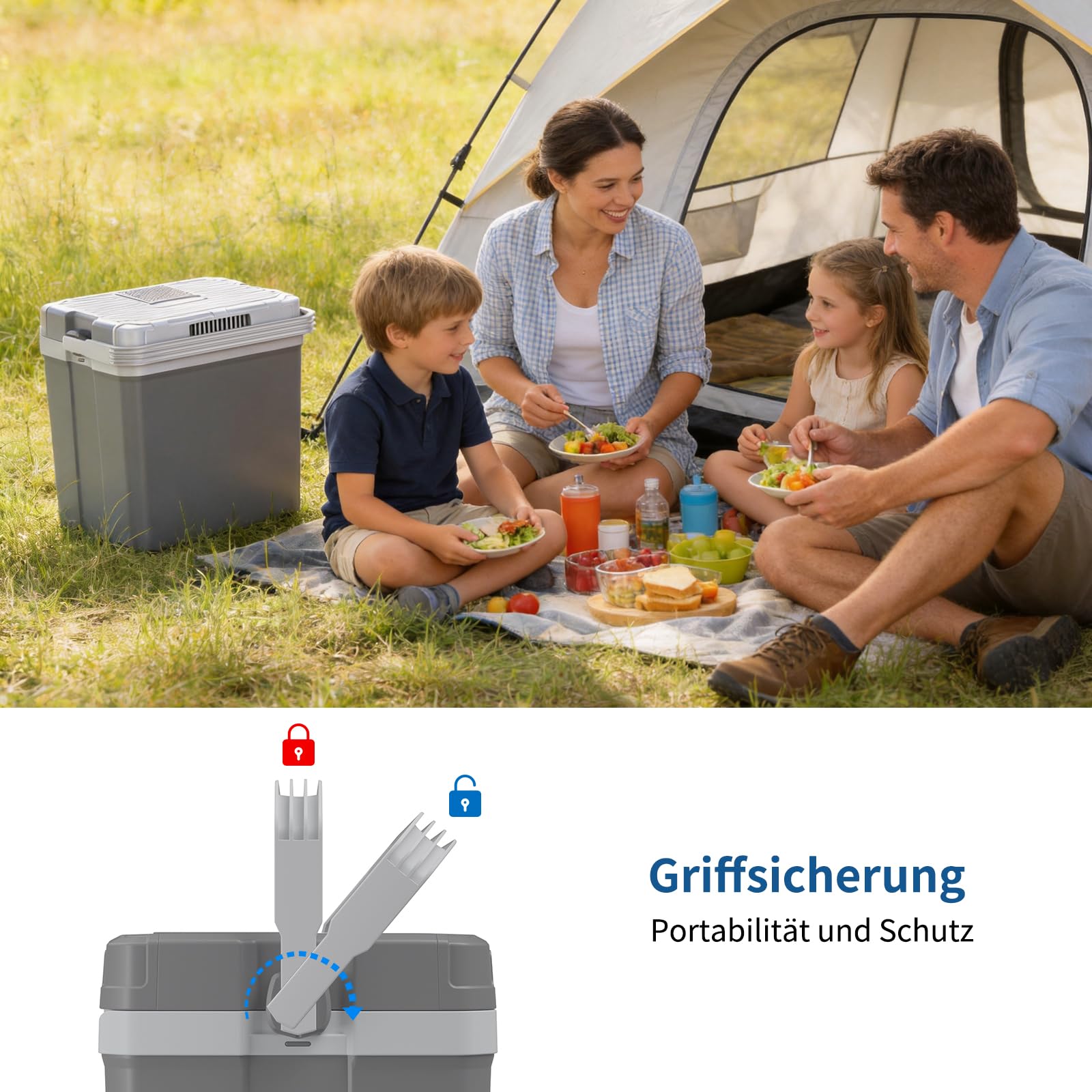 TOOHUB 32L Kühlbox, Elektrische Kühlbox 12V/230V Kühl & Warm, Mini Kühlschrank mit ECO-Modus, Camping Picknick Wohnmobil