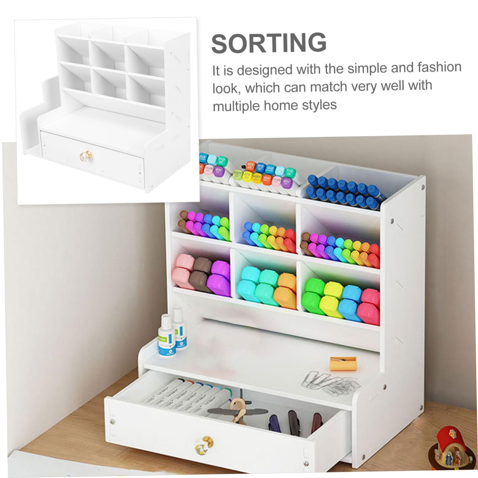 HOMSFOU Portapenne da Scrivania in Contenitore Multi Penne Organizzatore Portatile per Articoli da Ufficio Regalo per Studenti e Scuola