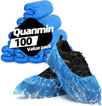 Non Slip Shoe Boot Protector Covers Disposable Premium Waterproof and Recyclable Shoe Booties Covers for Indoors, Fits Up To 11 US Men and 13 US Women Size, Pack of 100 50 Pairs