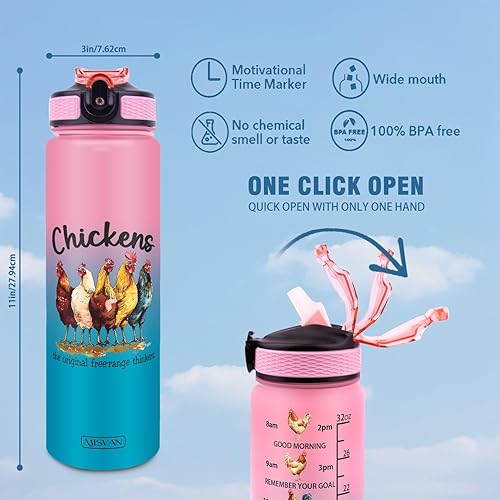 Vista 2 de Botellas de agua de 32 onzas, con marcador de tiempo, botella de agua reutilizable, botella de agua deportiva, botellas de agua de plástico, botella