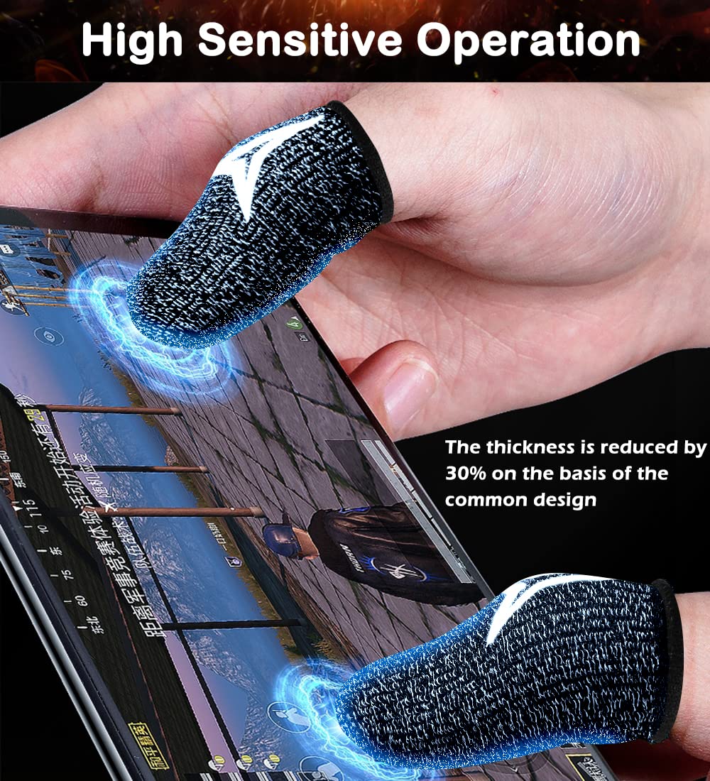 Gaming Finger Sleeves for Mobile Gaming, 0.3mm Silver Fiber