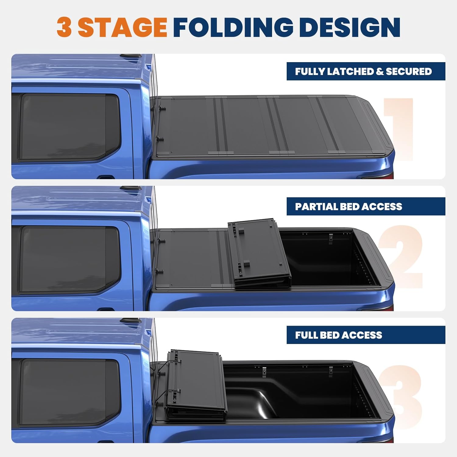KUIPERAUTO 6.7FT Low-Profile Hard Truck Bed Quad-Fold Tonneau Cover Compatible for 2019-2025 2026 Chevrolet Silverado GMC Sierra 1500 - Hard 4 Fold Bed Cover 6.7 FT Bed On Top (78 inch)