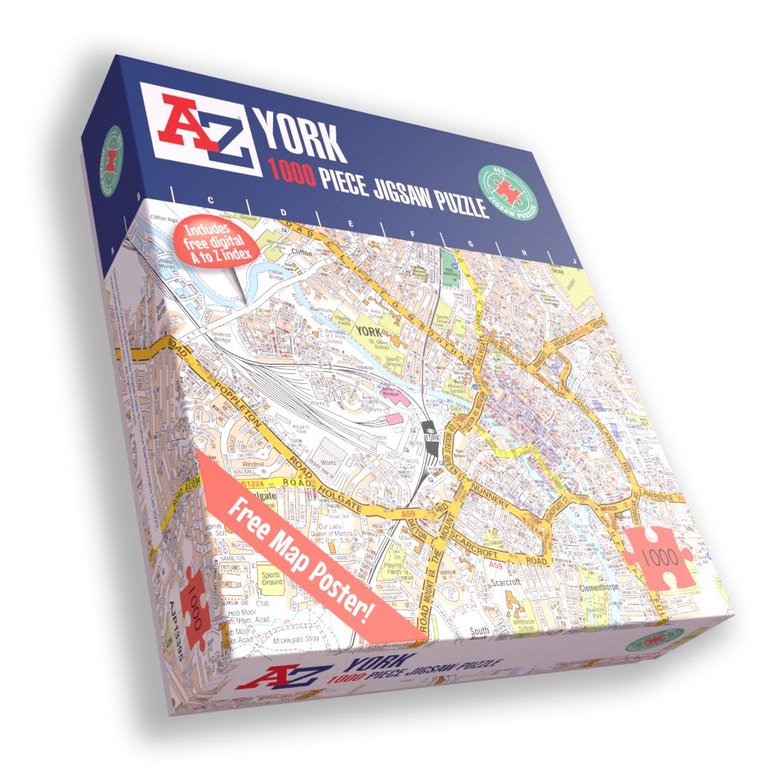 Great Britain A-Z Map of York 1000 Piece Jigsaw Puzzle – Exclusive Street Map – Includes Guide Print & City Index – Nostalgic Gift Mapping Fun for Adults — image 1