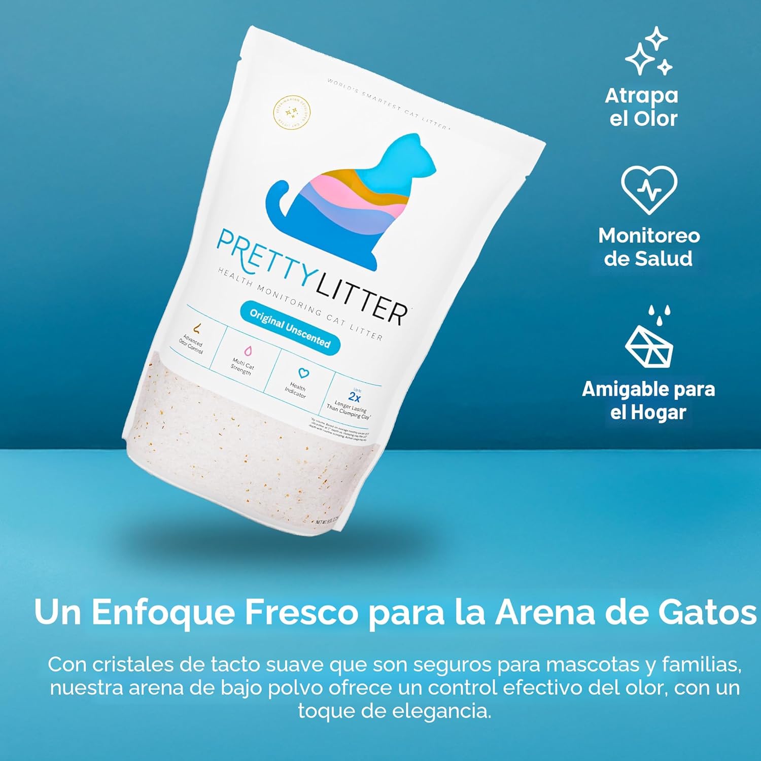 PrettyLitter lightweight low-tracking silica crystals vs regular clumping clay litter