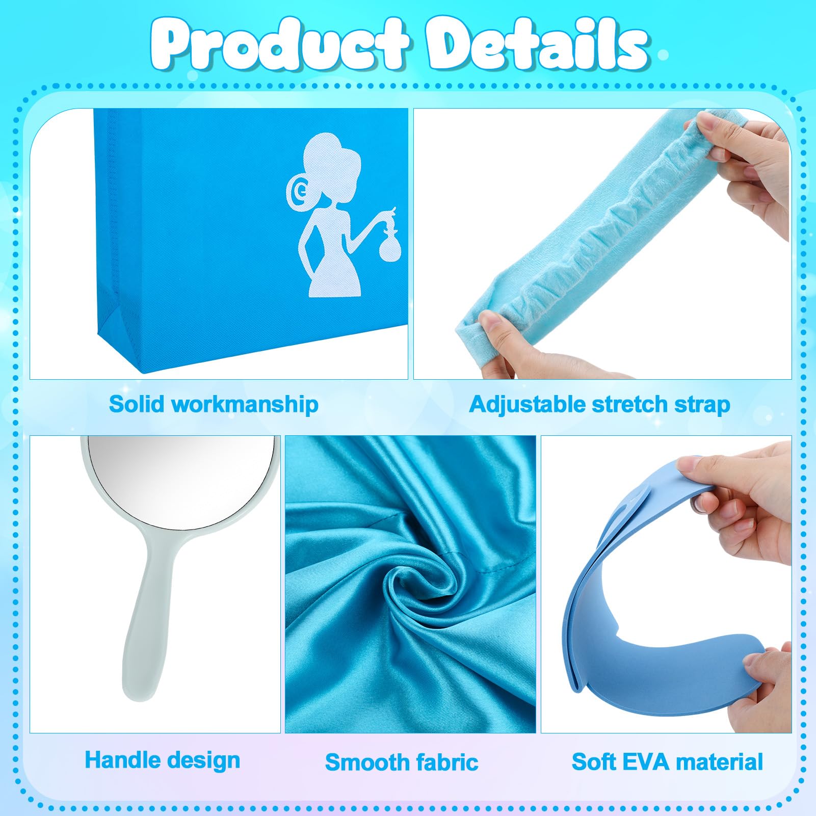 Kit da 122 pezzi blu per feste spa per ragazze, confezione da 10 bomboniere per pigiama con accappatoi in raso, borse e accessori per saloni di bellezza per bambini, spa, compleanni