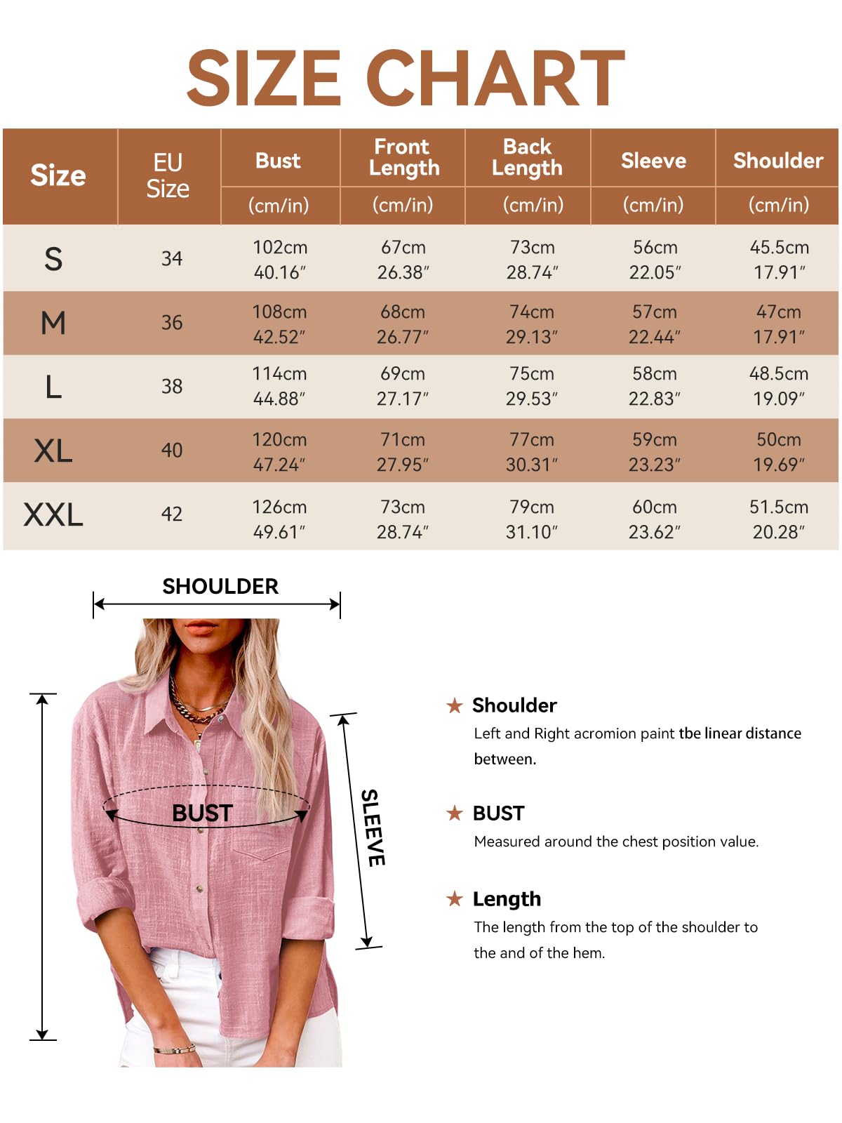 SHEKINI Camicia Lino Donna Camicetta da Donna Elegante Maniche Lunghe Cotone Blusa Maglietta Scollo a V Top Camicette Abbigliamento Donna Ufficio Casual