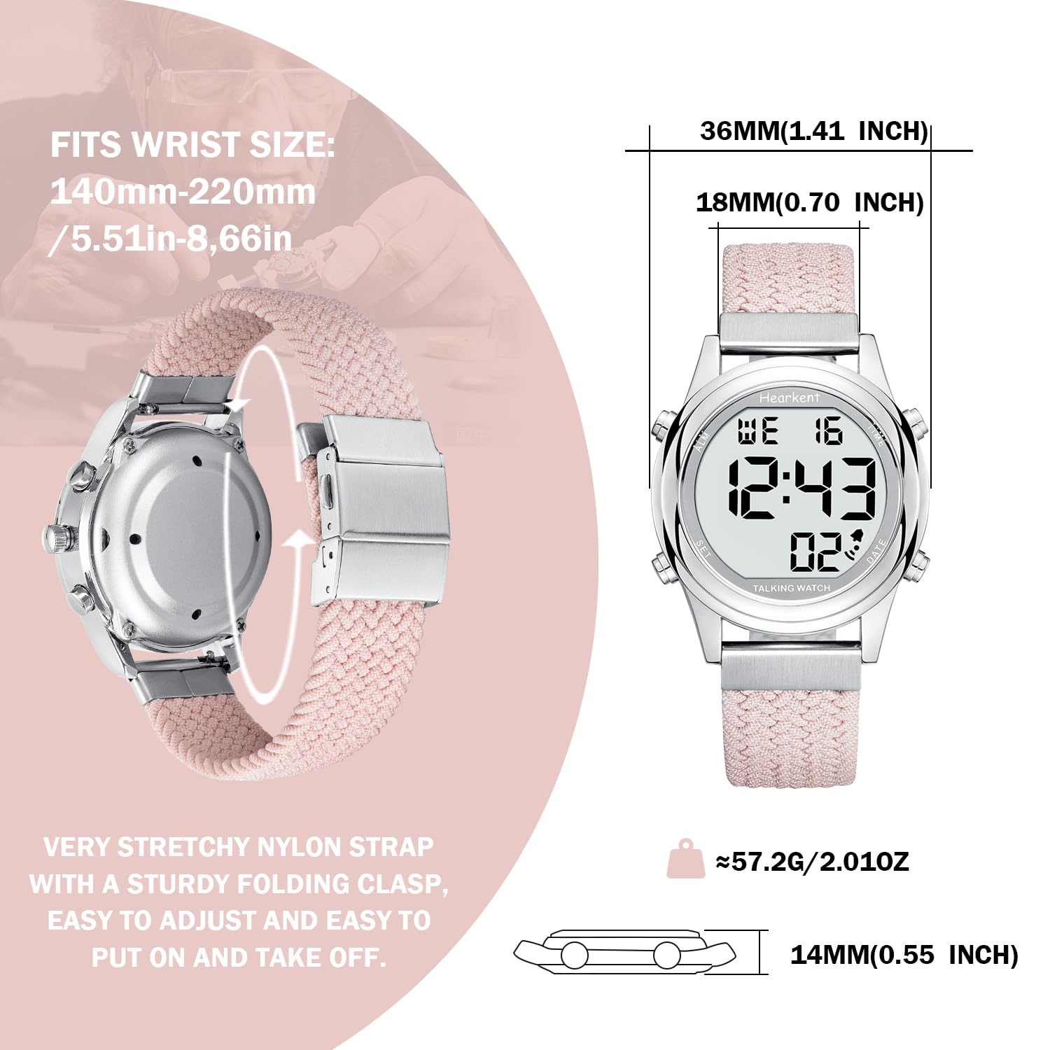 Hearkent Orologio parlante digitale da donna, con numeri grandi, per anziani o non vedenti
