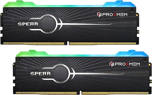 Spear DDR5 RAM RGB 32 GB (2 x 16 GB) 7200 MTs (PC5-57600) 1.4V CL34-45-45 288 Pin Kit de memoria de escritorio, color negro, AMD Expo  Intel XMP