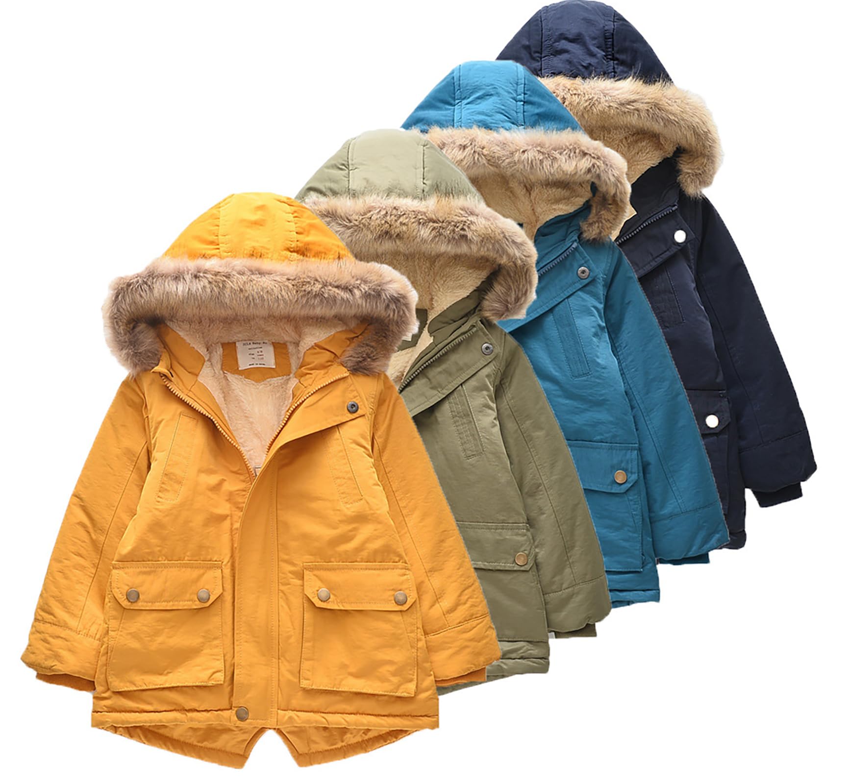 Cappotto da bambino, invernale, autunno-caldo, con cappuccio e cerniera, per bambini