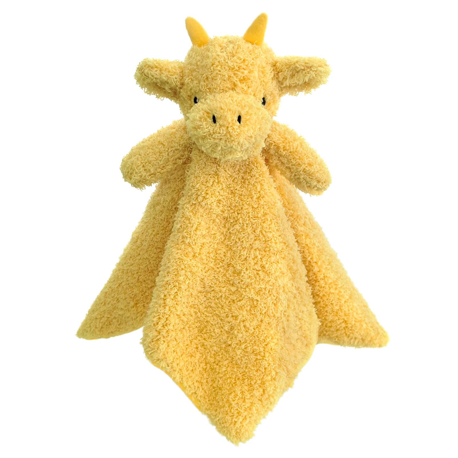 Baby Yellow Dragon Soft Stuffed Animal Security Blanket, Plush Dinosaur Character Lovey Blanket, Baby Shower/Nursery Gift, Newborn Infant Toddler Snuggle Blankie for Boys Girls, 14 Inches