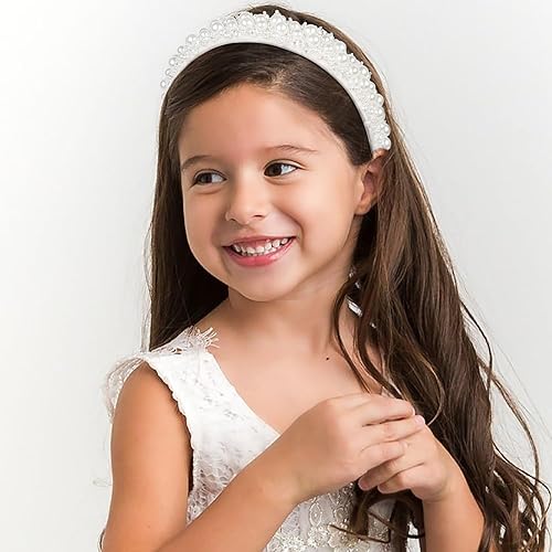 Miniatura 5 de WOVOWOVO Diademas de perlas para mujer, diadema de novia para boda, diademas blancas de moda para mujer, diadema de diamantes de imitación, diadema