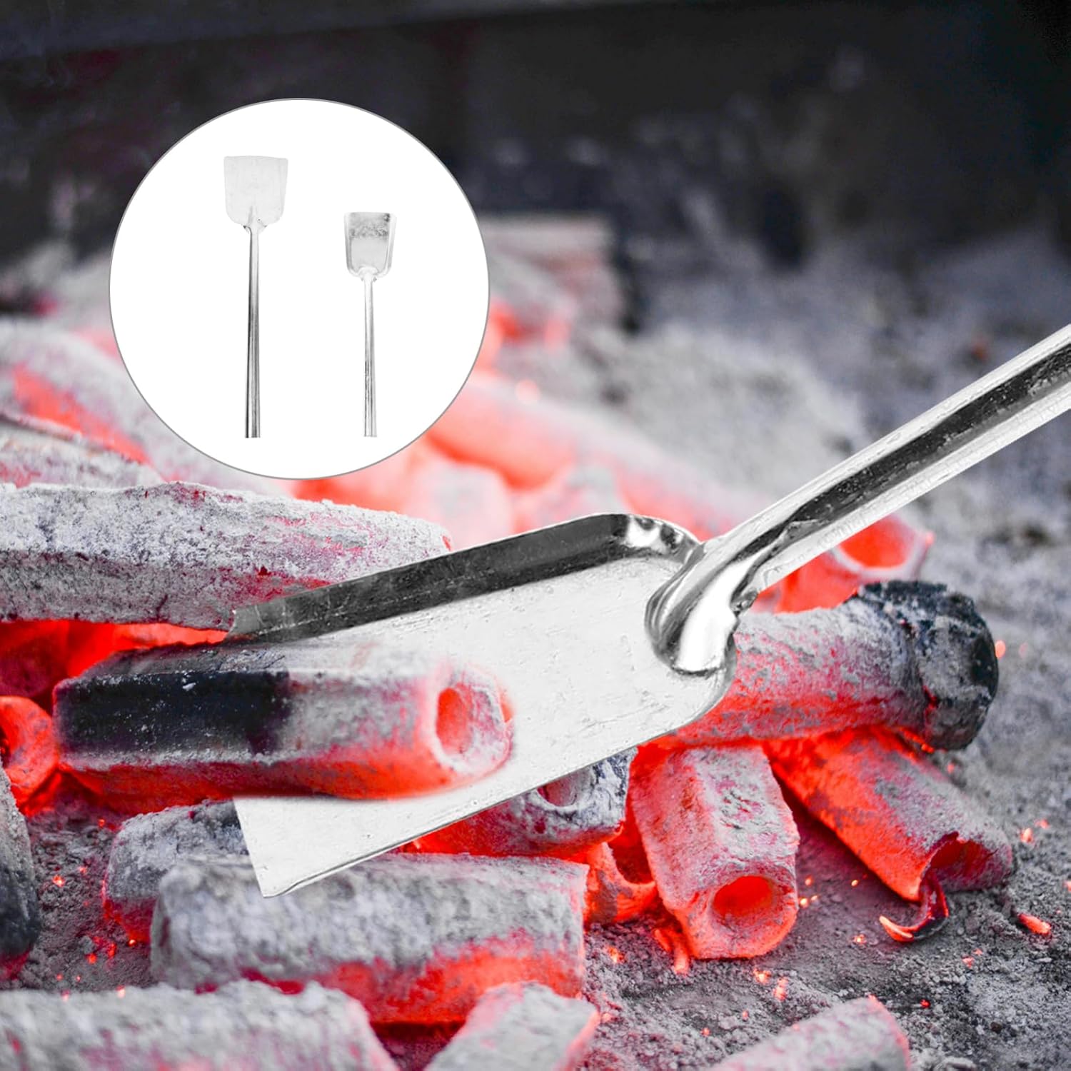 2pcs Heavy-Duty Coal Shovel for Fireplace and Fire Pit Integrated Metal Tools for Ash and Debris Removal Compact Design for Easy Cleanup and Storage