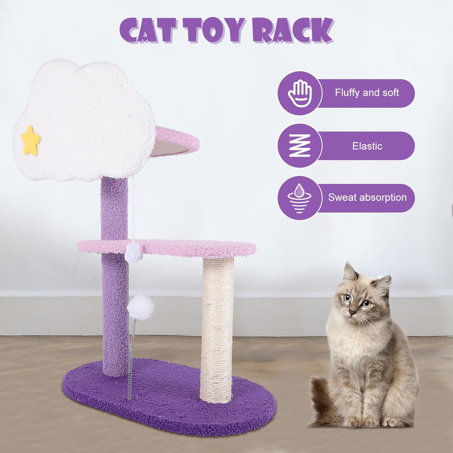 Multi-Level Cat Climbing Frame with Sisal Scratching Posts and Cozy Cat Nest Jumping Platform for Kittens