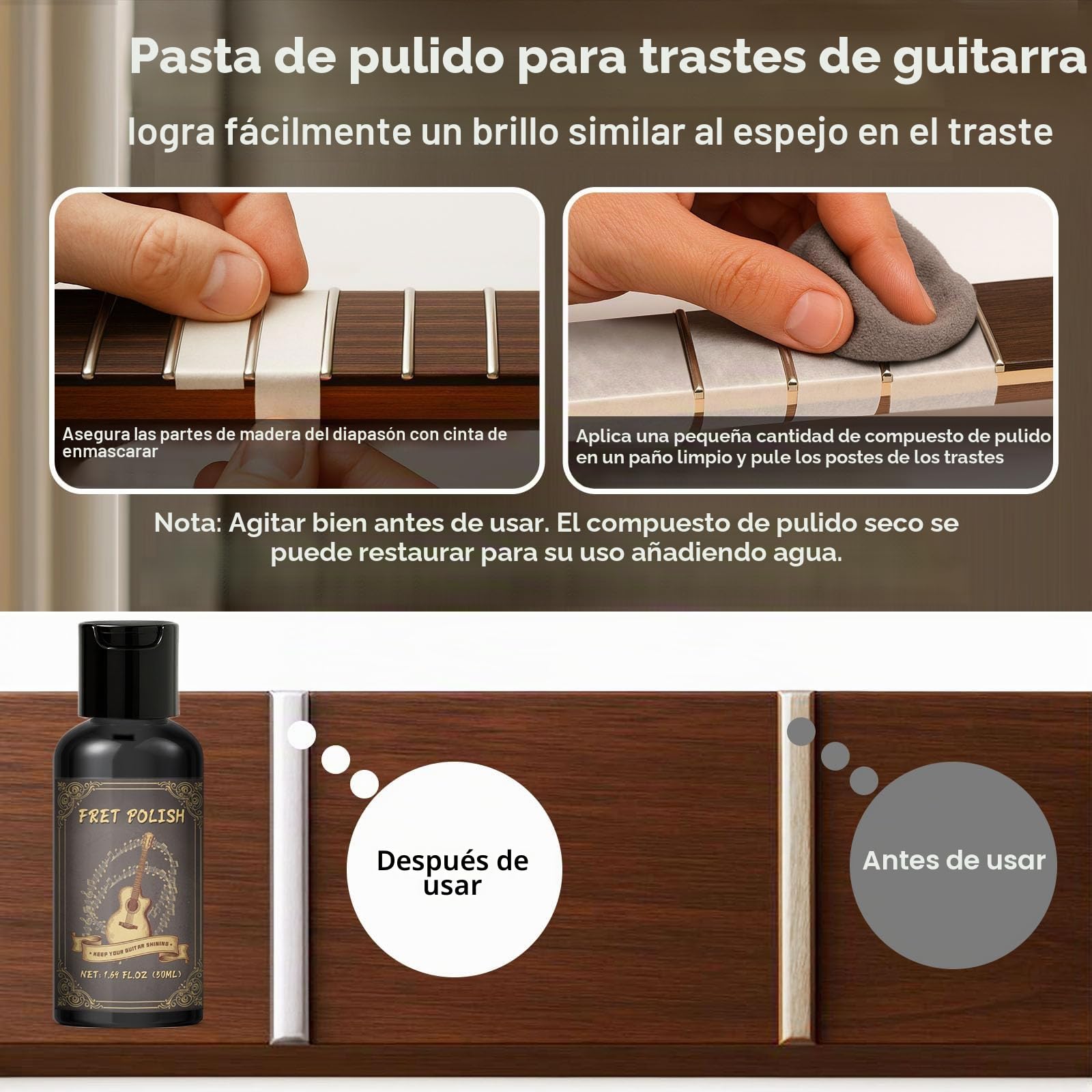 1DFAUL Juego de mantenimiento y limpieza para guitarra de 9 piezas con limpiador de guitarra, pulidor, aceite para diapasón y aceite para cuerdas, para todos los tipos de guitarra, ideal para