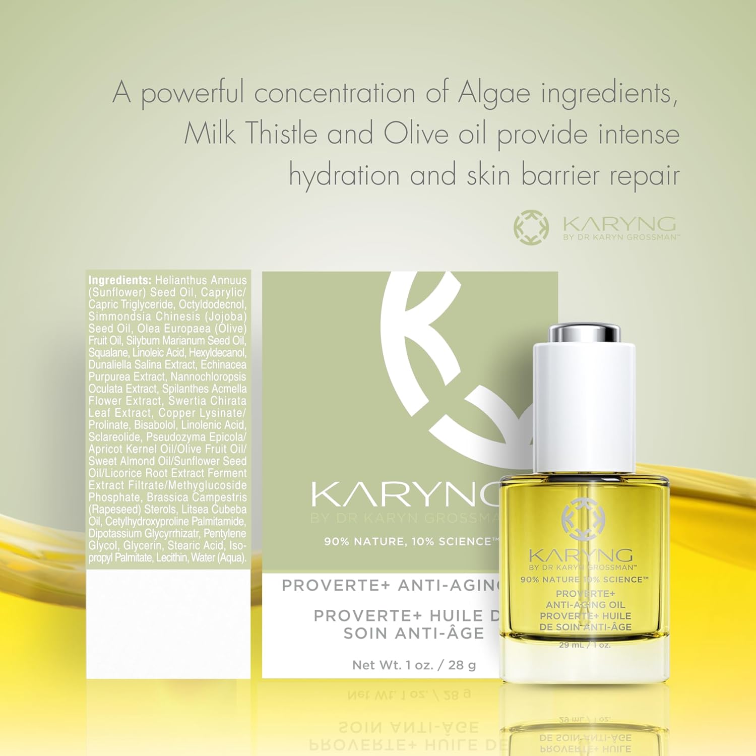 Karyng ProVerte Anti-Aging Serum, Firming and Smoothing Face Moisturizer with Jojoba Oil, Lightweight Facial Treatment for Fine Lines, Wrinkles, Dry Skin and Daily Hydration, 1 oz / 32 ml