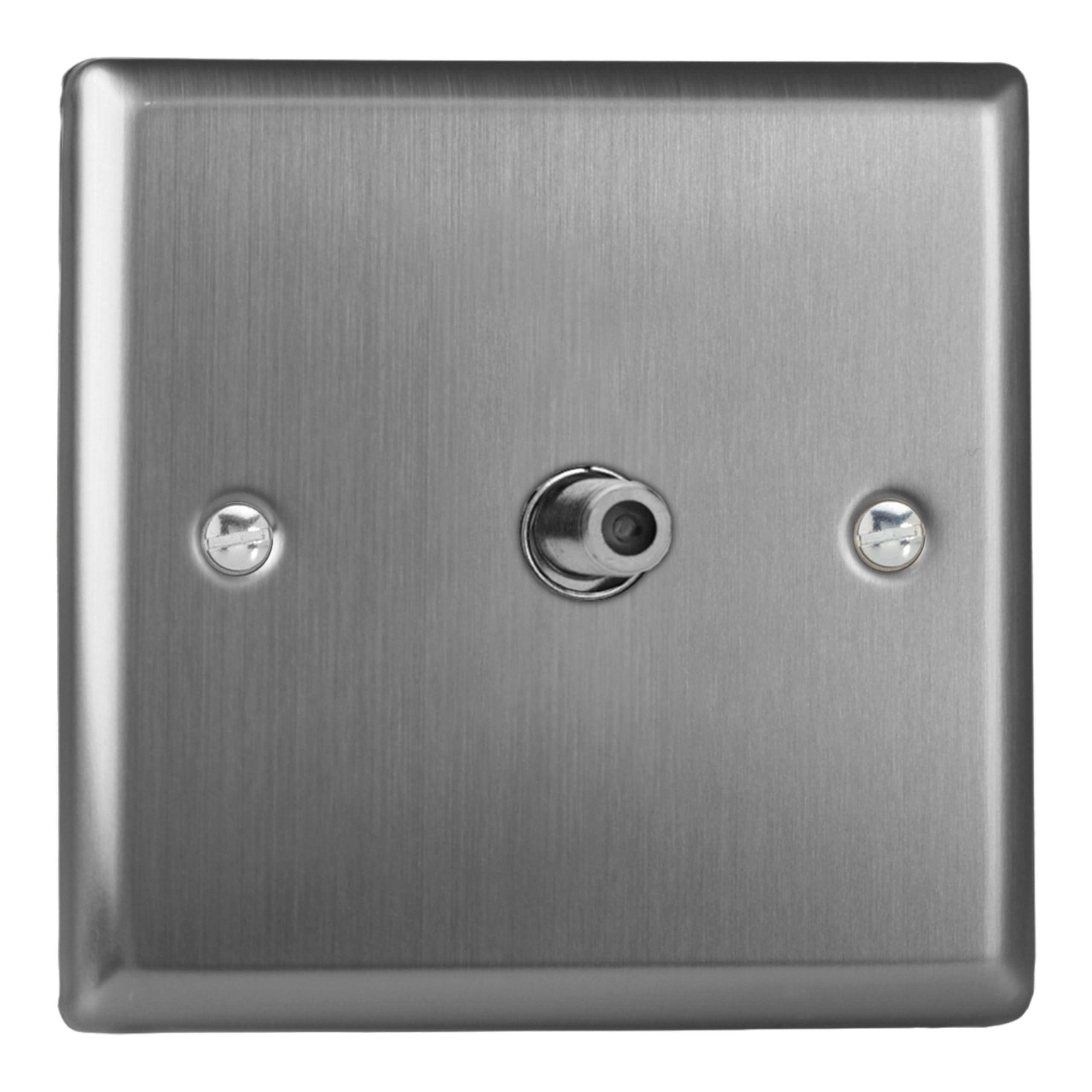 Varilight Single TV Socket F-Type Satellite - Classic Brushed Steel with Plain Insert, XT8S