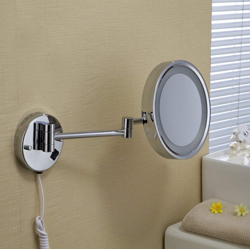 Miroir de salle de bain mural grossissant télescopique argent