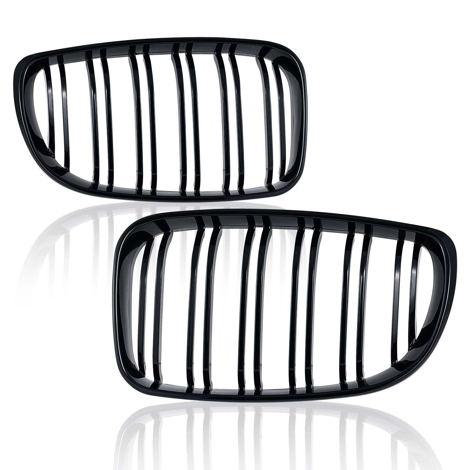 BMW serii 1 E81 E82 E87 E88 grill chłodnicy, nerki, grill 2008-2011, czarny, błyszczący, podwójny mostek, akcesoria sportowe
