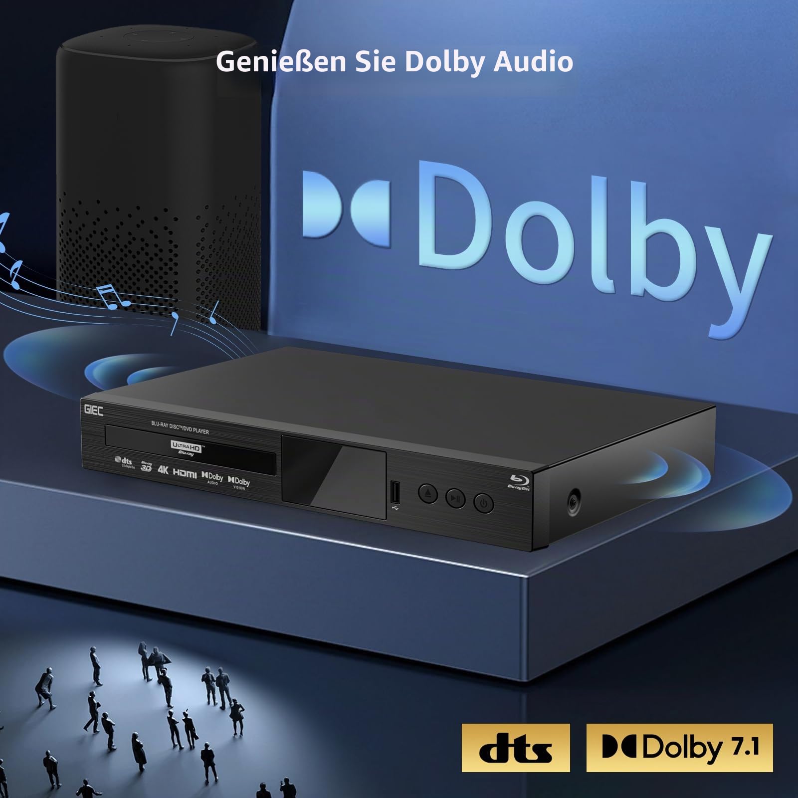 G5300 4K Ultra HD Blu Ray Player für alle Regionen Discs 3D Blu Ray DVD Player für TV / Projektor 4K HDR 10 Dual HDMI Ausgänge / Koaxial / Optisch / USB 3.0