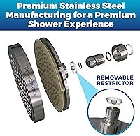 Vista 5 de Cabezal de ducha de alta presión - Boquillas de silicona antiobstrucción - Restrictor extraíble de 2.5 GPM - Reemplazo ajustable fácil de limpiar