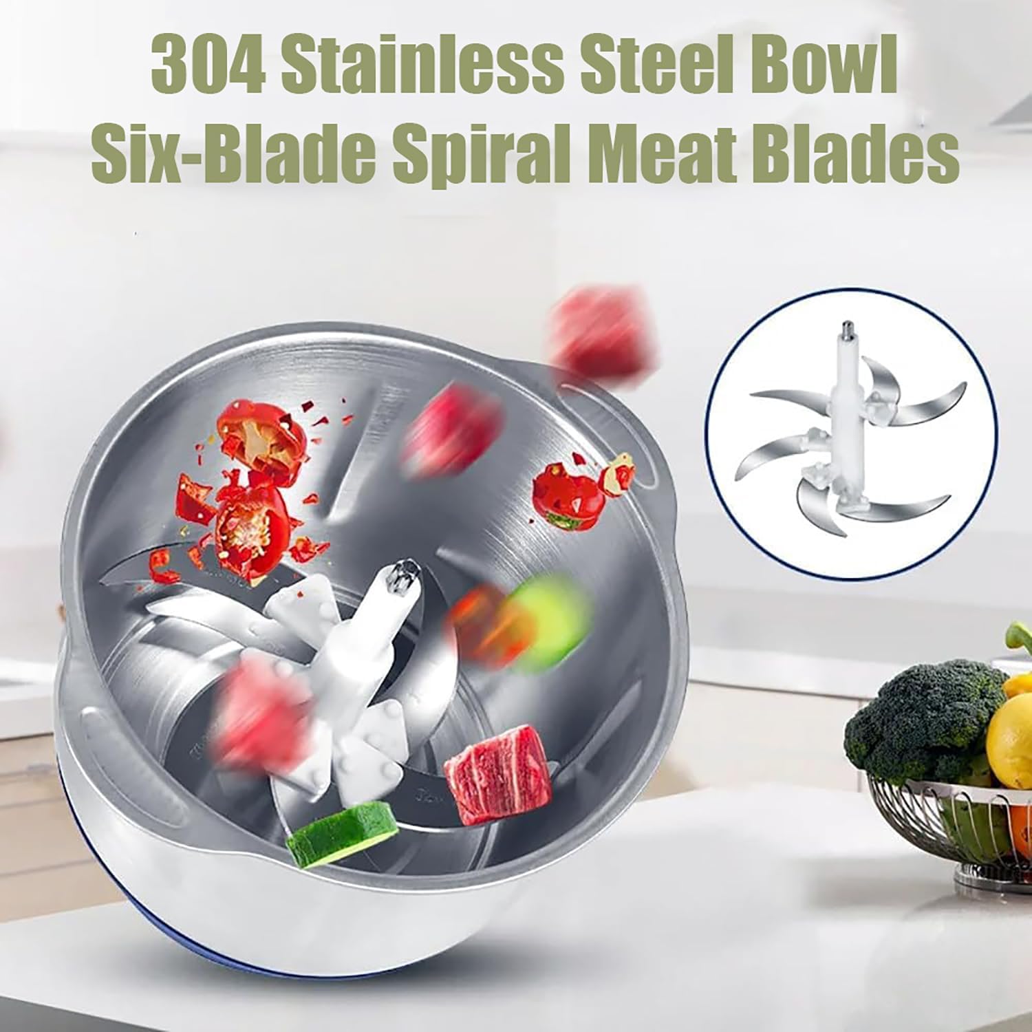 5L Electric Meat Grinder, Stainless Steel Dough Machine, 500w Strong Food Processing Machine, 5-Speed Mode, Used For Dough Stirring, Onion, Meat, Nuts, Fruits, Garlic, Vegetables,