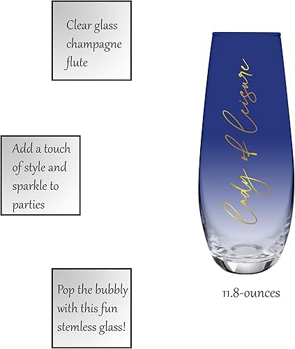 Miniatura 5 de Slant Collections Copa de copa de champán sin tallo, 1 unidad (paquete de 1), Self Love Club