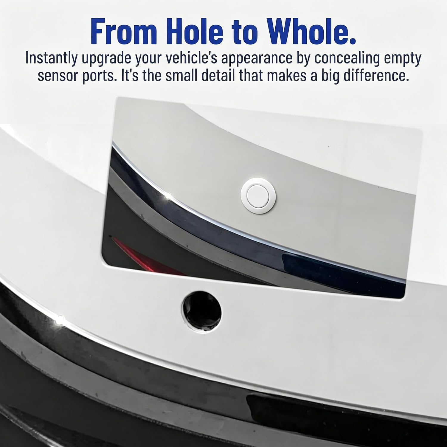 10 PCS Car Front Rear Bumper Radar Hole Cover Plugs, Backup Radar Sensor Hole Cover, Durable Plastic Auto Body Plug for Bumper Protection, Universal for 25-26mm Radar Holes(White)