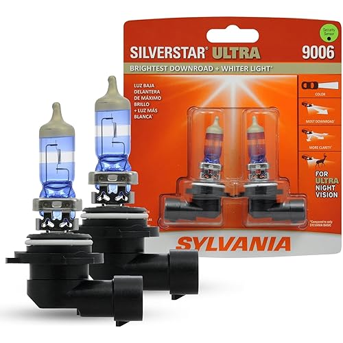 SYLVANIA - 9006 SilverStar Ultra - High Performance Halogen Headlight Bulb, High Beam, Low Beam and Fog Replacement Bulb, Brightest Downroad with Whiter Light, Tri-Band Technology (Contains 2 Bulbs)