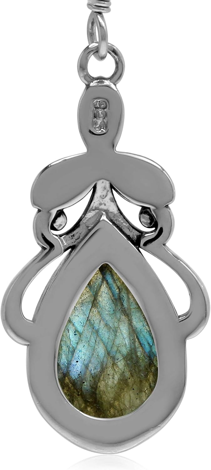 Silvershake Natural or Created Stones 925 Sterling Silver Victorian Floral Drop Dangle Hook Earrings Jewelry for Women