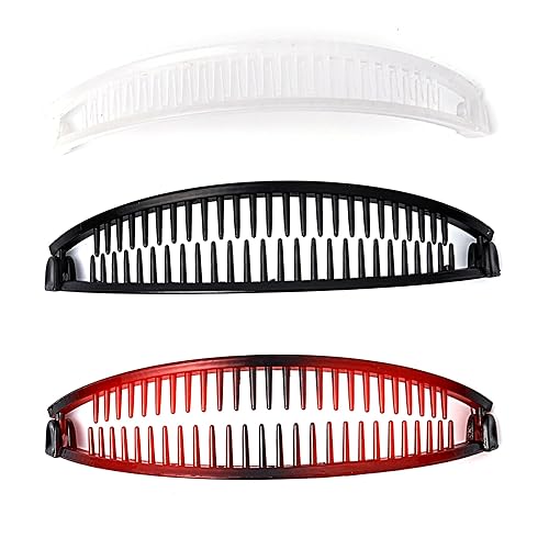 RED by Kiss 3 peines con clip de plátano, agarre para el cabello en forma de pez cola de pez, cola de caballo para mujeres y niñas, accesorios para