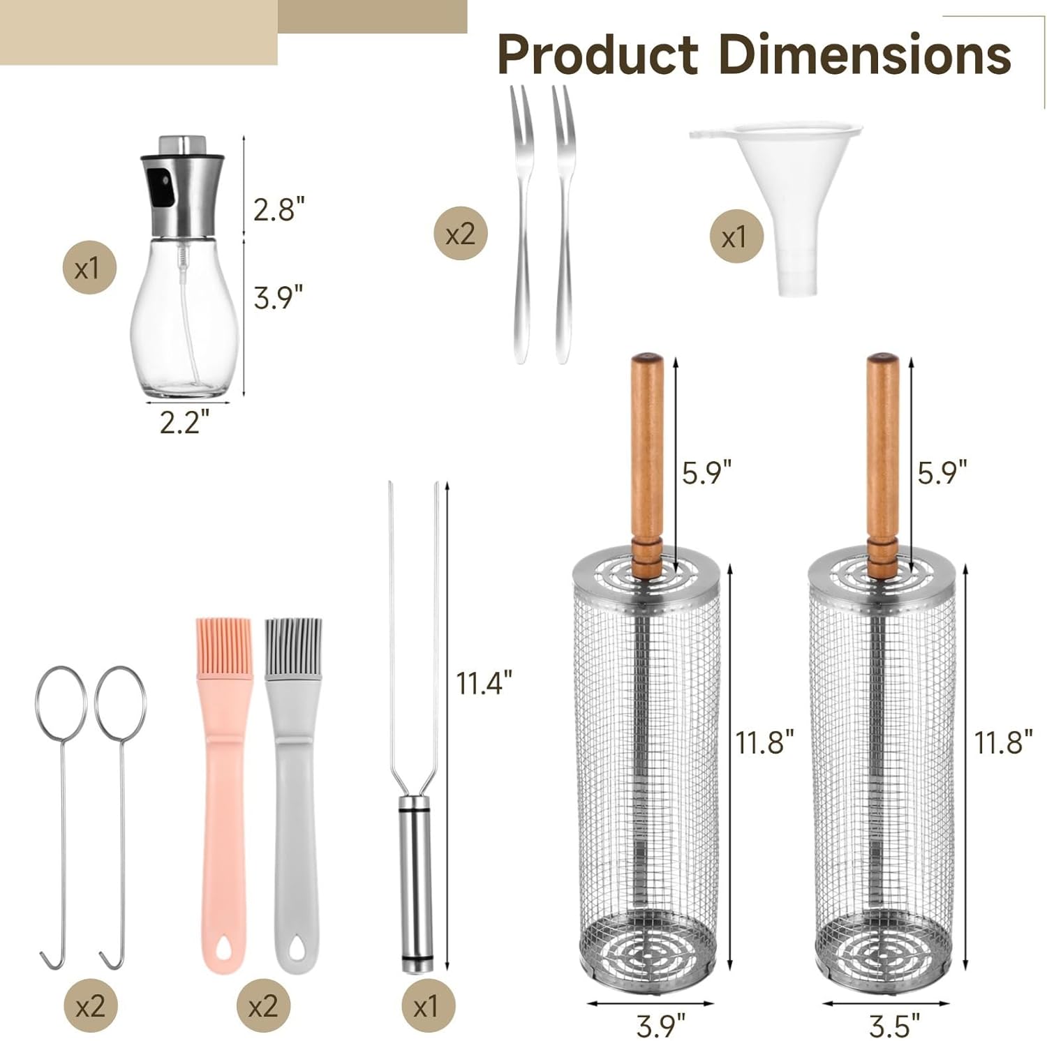 2 Pcs Bbq Rolling Grilling Baskets, Stainless Steel Mesh For Outdoor Grill, Bbq Accessories For Round Grill Basket