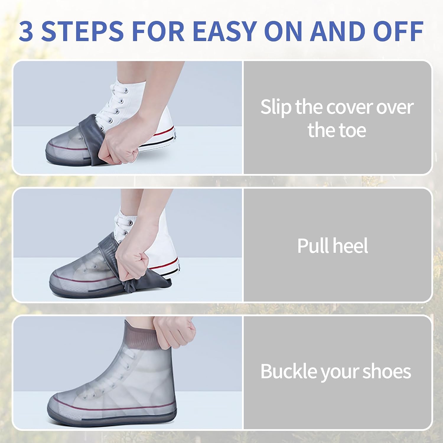 Waterproof Shoe Covers No-Slip Thickened Shoe Protectors Reusable Foldable Shoes Cover for Rain Outdoor Overshoes Protectors Boots Shoes Covers Overshoe for Men Women Kid