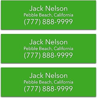Personalized Golf Club Name Labels (30 Labels) - Custom Waterproof Name Stickers for Golf Clubs (Green with White Text)