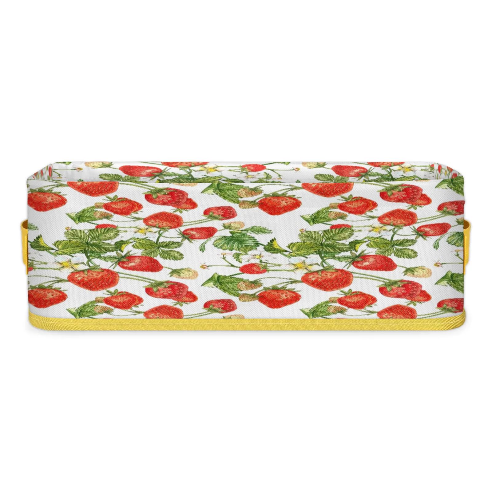 Luscious Strawberry Pattern Bathroom Storage Basket Waterproof Foldable Storage Bins with Handles Decorative Toilet Paper Storage Basket for Organizing for House Bathroom Toiletries Set of 2