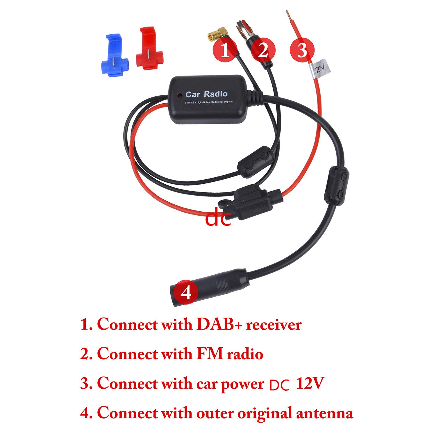 Fansport Dab Aerial Splitter Booster FM to DAB/DAB+ Car Antenna
