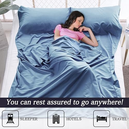 Miniatura 5 de JUISEE - Saco de dormir, ligero, portátil, a prueba de suciedad, compacto, para viajes, acampadas, viajes al aire libre, senderismo, hoteles y