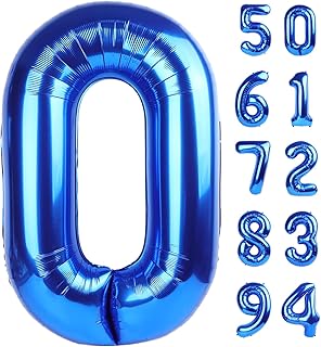 Navy Blue Number Balloon 40 Inch, 0 Number Balloons, 10 20 30 40 50 Numbers Balloon Birthday Decorations, Blue Party Supplies for Boy Men
