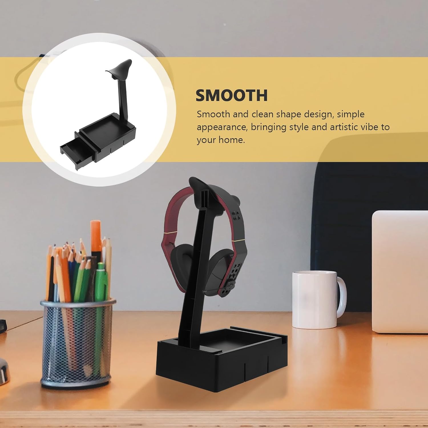 Desktop Headset Holder with Storage Box ABS Black Xmas image 4