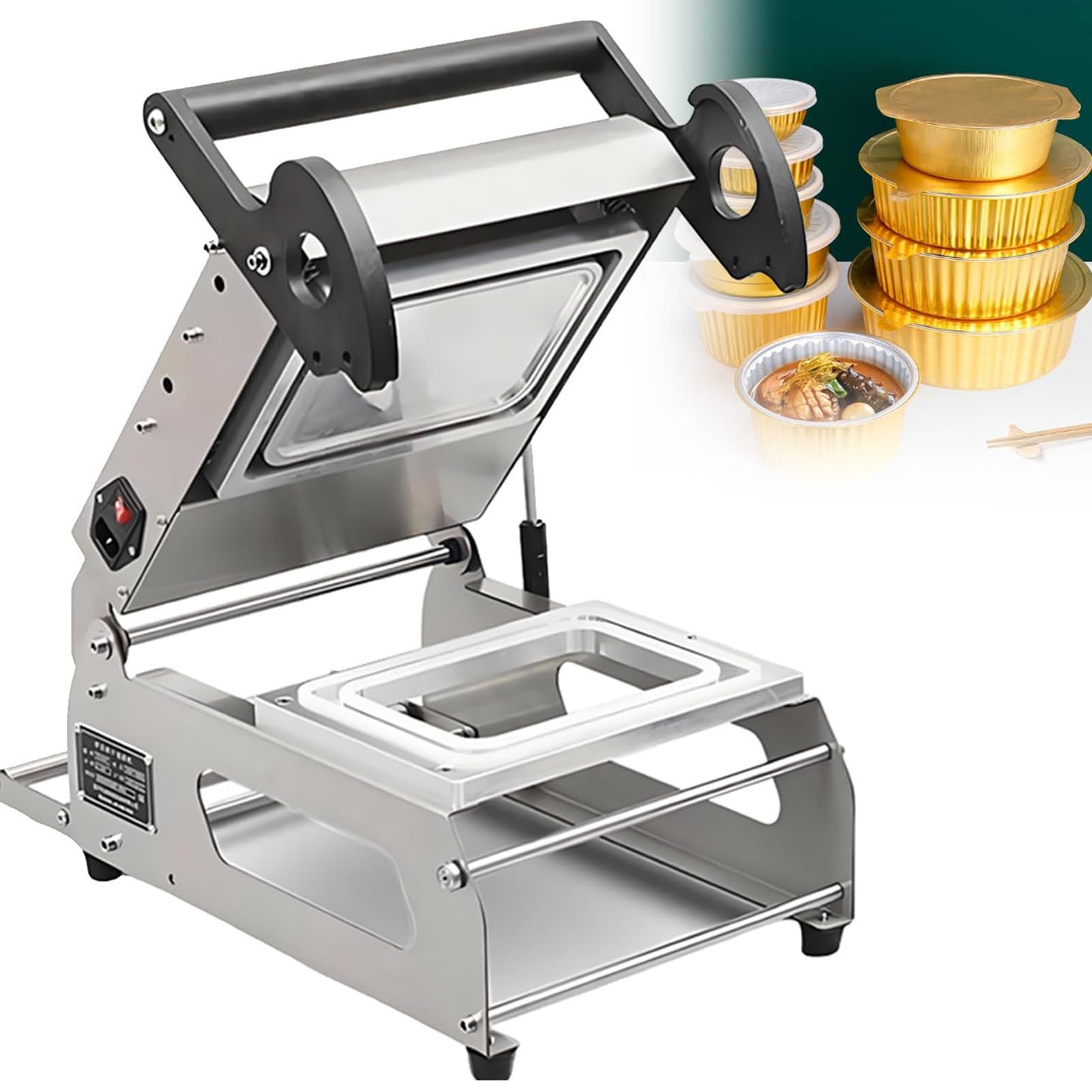 ASerZenith Semi-Automatic Tray Food Sealing Machine, Commercial Heat Sealer, 7-8 Cycles/Minute For Restaurants & Takeaways