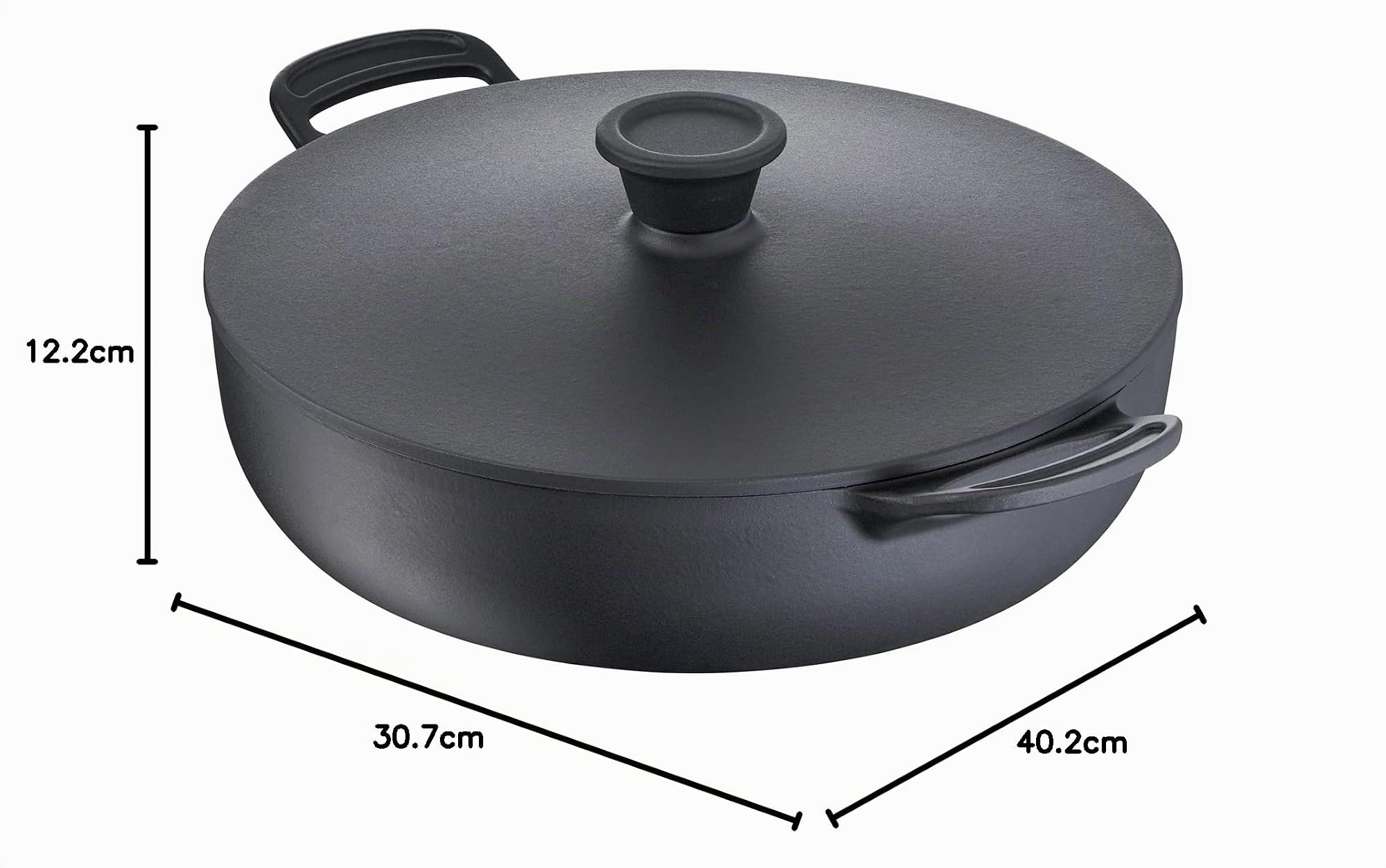 Tefal Jamie Oliver Premium hierro fundido acero sartén 2 asas 30 cm + tapa, cocción segura, revestimiento esmaltado, distribución homogénea de la condensación, compatible con horno, inducción E2139955