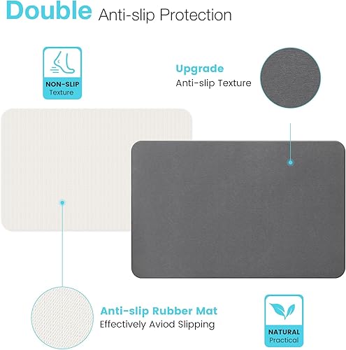 Miniatura 5 de Tapete de baño de piedra de diatomita, tapete de baño de tierra de diatomeas natural antideslizante de primera calidad, de secado rápido, para suelo