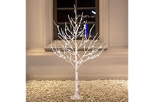 3ft Pre-lit Artificial Birch Tree for Indoor or Outdoor Christmas Decoration
