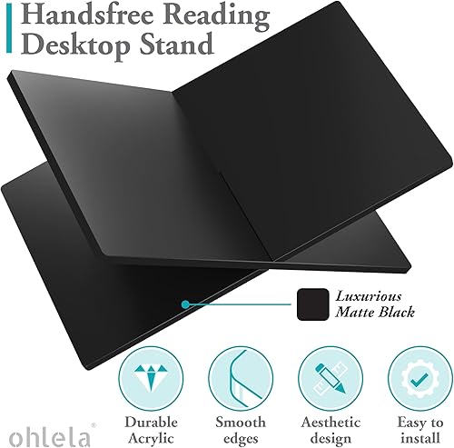 Miniatura 4 de ohlela Soporte acrílico para libros, 10.6 x 7.1 x 5.1 pulgadas, color negro mate para exhibir como un elegante y resistente soporte acrílico para