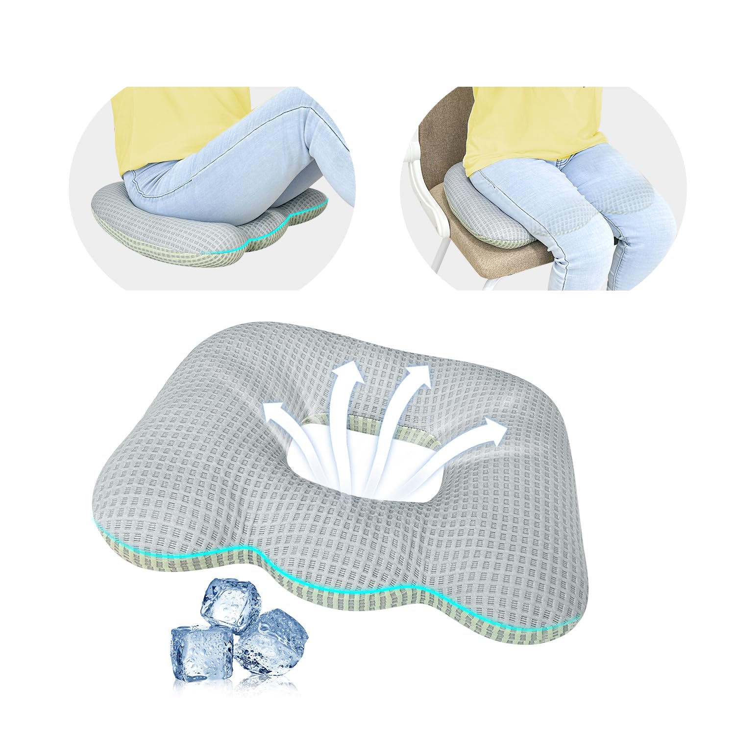 ECISZ Hemorrhoid Donut Pillow for Tailbone Pain Butt Lifting Chair Cushion for Bed Sore Butt Pillows After Surgery Sitting Donut Postpartum Pillow