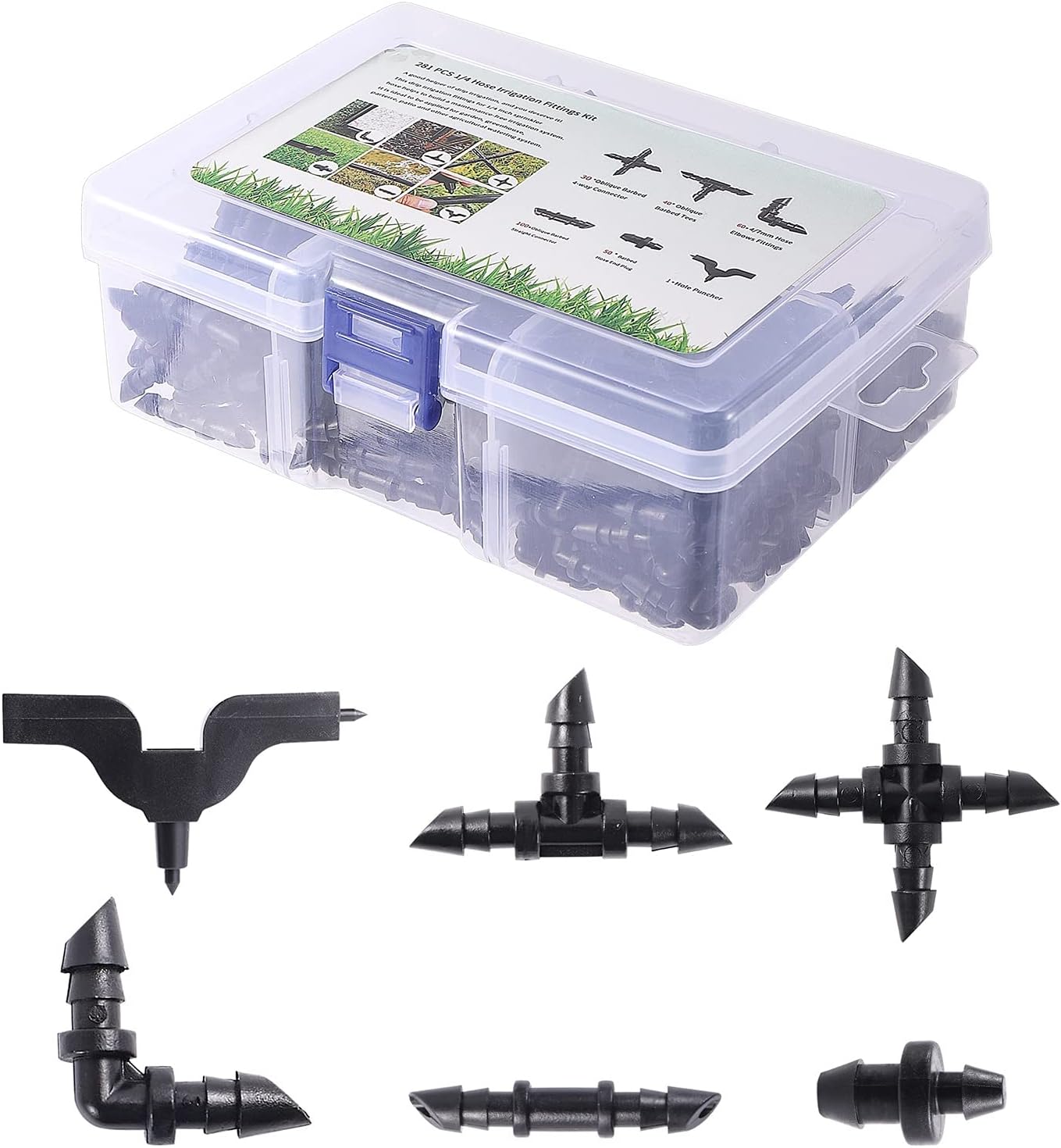 Garden Plumbing 4/7mm Hose Oblique Barbed Connector Kit Tee Elbow Straight Fitting End Garden Irrigation Water Connector Pipe Splitters Plumbing Fittings