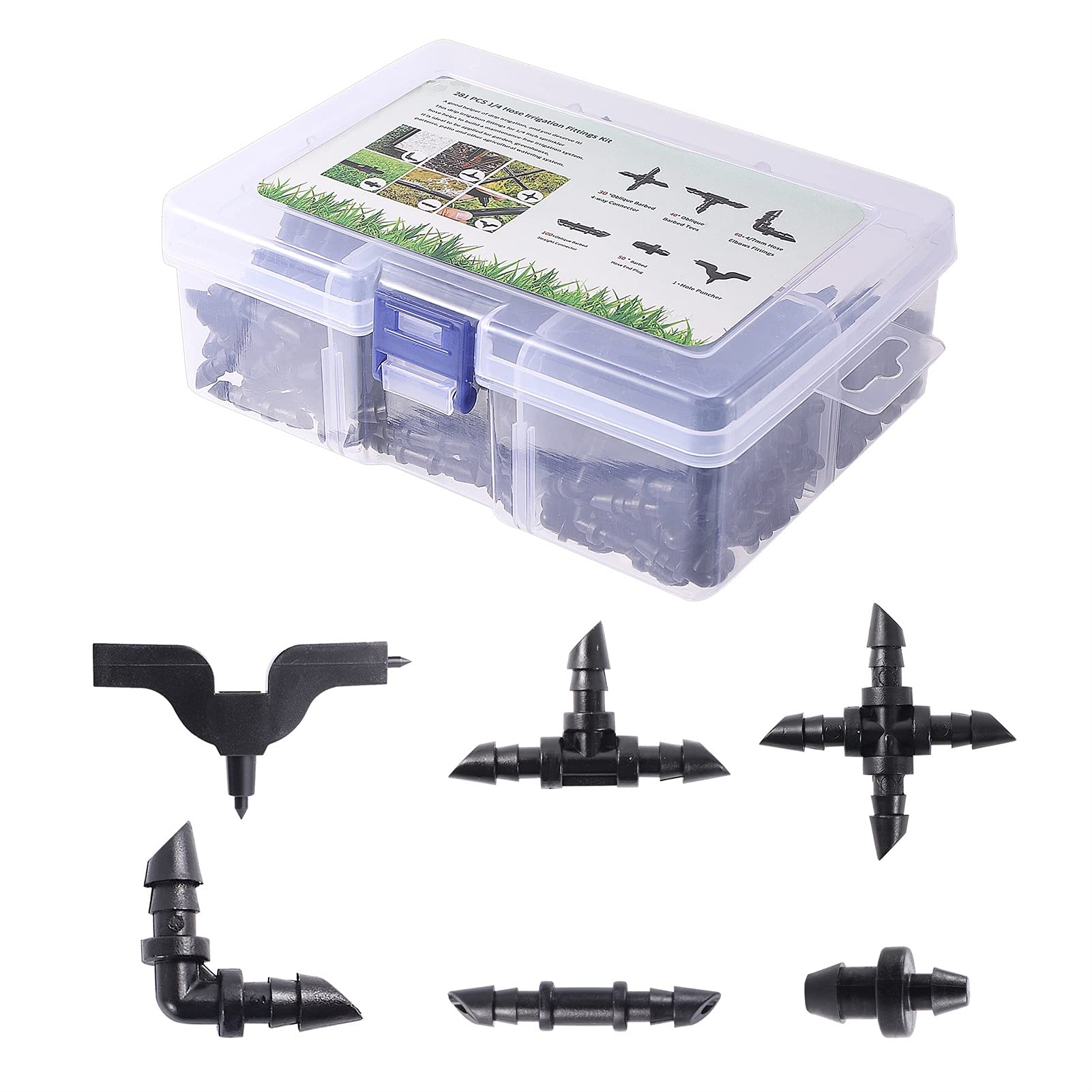 Garden Plumbing 4/7mm Hose Oblique Barbed Connector Kit Tee Elbow Straight Fitting End Garden Irrigation Water Connector Pipe Splitters