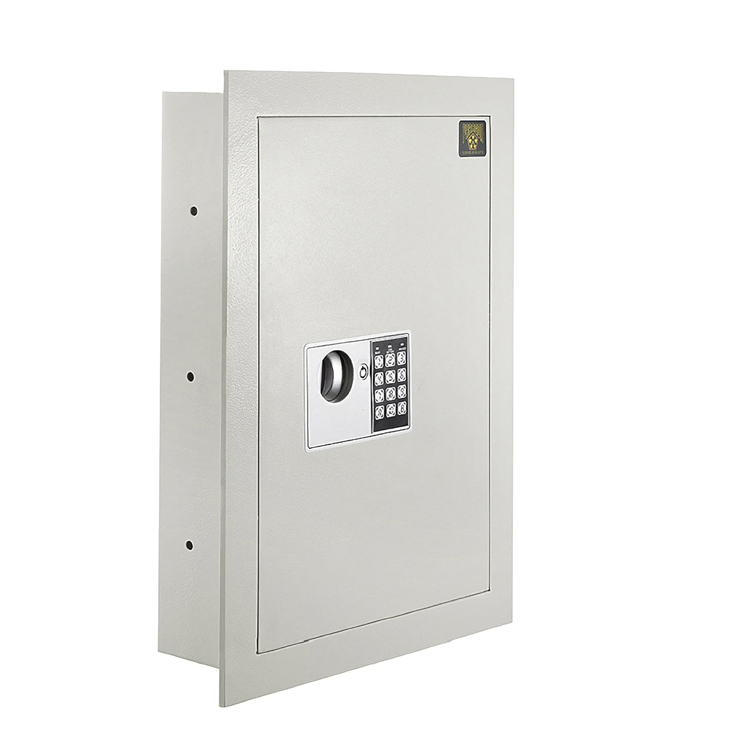 Hand inserting batteries into the internal battery compartment of the safe