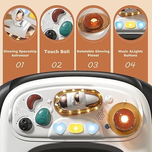 Miniatura 4 de Andador de bebé, música y luces, caminador de bebé con ruedas, centro de actividades para bebés de 9 alturas ajustables, andadores de bebé con